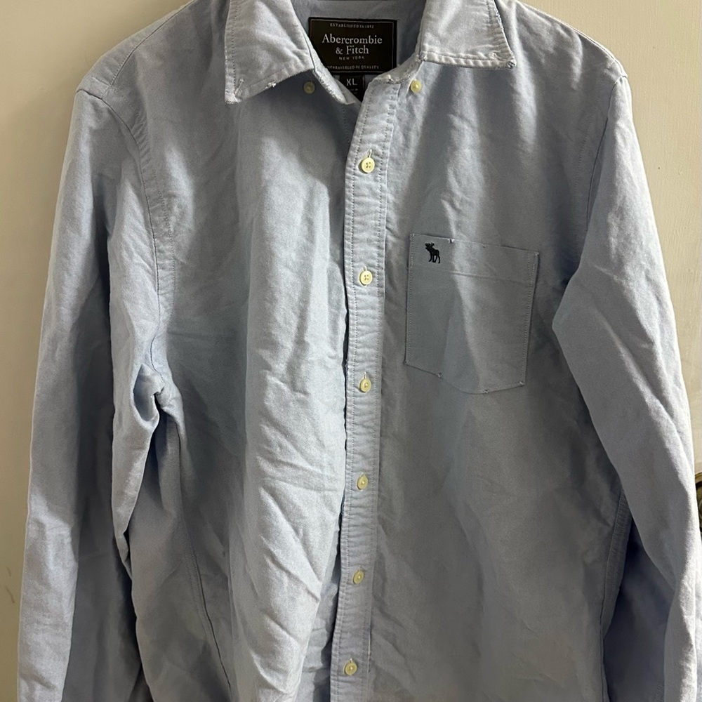 Abercrombie & Fitch Shirt Muscle Long Sleeve Blue Button Up SZ XL
